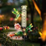 Solar Hummingbird Rain Gauge with LED Lights
