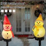 Solar LED Snowman Garden Stake Lights - 2PCS