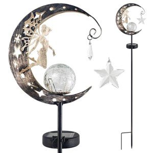 Solar Garden Lights with Moon and Star Design