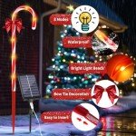 Dimmable Solar Candy Cane Lights with Remote