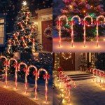 Dimmable Solar Candy Cane Lights with Remote