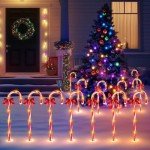 Dimmable Solar Candy Cane Lights with Remote