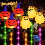 Solar Pumpkin Pathway Lights for Halloween, 6-Pack