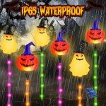 Solar Pumpkin Pathway Lights for Halloween, 6-Pack