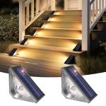 Solpex Solar Step Lights 2 Pack Solar Fence Lights Solar Outdoor Lights Waterproof for Stair Deck Porch Patio Fence Garden Yard (Warm White)