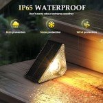 Solpex Solar Step Lights 2 Pack Solar Fence Lights Solar Outdoor Lights Waterproof for Stair Deck Porch Patio Fence Garden Yard (Warm White)