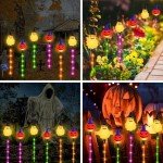 Solar Pumpkin Pathway Lights for Halloween, 6-Pack