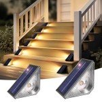 Solpex Solar Step Lights 2 Pack Solar Fence Lights Solar Outdoor Lights Waterproof for Stair Deck Porch Patio Fence Garden Yard (Warm White)