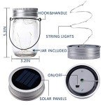Solpex Solar Mason Jar Lights, 4 Pack Solar Garden Lights 30 LED Mason Jar Solar Lights Waterproof Solar Lanterns Outdoor/Indoor Hanging Lantern Mason Jar for Garden, Patio, Courtyard Wedding Party