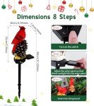 KEAGAN Cardinal Decor Lights Cardinal Solar Garden Decor Cardinal Solar Garden Lights Waterproof Red Bird Figurine Solar Stake Lights for Pathway Yard Patio Lawn Porch Cemetery