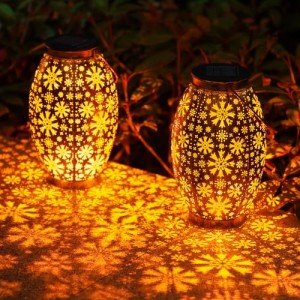 OxyLED Solar Lanterns for The Garden, Solar Lantern 2 Pack Auto On/Off Garden Lanterns Hanging Solar Lights Outdoor Garden Lanterns Solar Powered Garden Ornaments Decoration for Patio Backyard