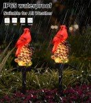 KEAGAN Cardinal Decor Lights Cardinal Solar Garden Decor Cardinal Solar Garden Lights Waterproof Red Bird Figurine Solar Stake Lights for Pathway Yard Patio Lawn Porch Cemetery