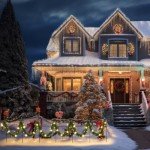 Daifunli 50 ft Pre Lit Christmas Garland Pathway Lights Outdoor Solar Christmas Green Garland with 100 LED Christmas Lights with Walkway Stakes for Yard Outdoor Christmas Decor