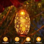 OxyLED Solar Lanterns for The Garden, Solar Lantern 2 Pack Auto On/Off Garden Lanterns Hanging Solar Lights Outdoor Garden Lanterns Solar Powered Garden Ornaments Decoration for Patio Backyard