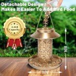 MLEPXBO Solar Bird Feeder, Durable Metal Outdoor Bird Feeders Hanging Station, Wild Bird Feeder with Solar LED Light, Squirrel Proof Bird Feeder for Balcony Garden Decoration