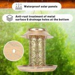 MLEPXBO Solar Bird Feeder, Durable Metal Outdoor Bird Feeders Hanging Station, Wild Bird Feeder with Solar LED Light, Squirrel Proof Bird Feeder for Balcony Garden Decoration
