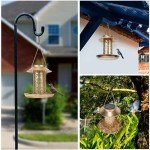 MLEPXBO Solar Bird Feeder, Durable Metal Outdoor Bird Feeders Hanging Station, Wild Bird Feeder with Solar LED Light, Squirrel Proof Bird Feeder for Balcony Garden Decoration