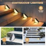 Dasing 4 Pack Solar Stair Lights, IP67 Waterproof Solar Step Lights Outdoor Lighting Decor for Yard Stair, Patio, Front Step, Front Porch and Deck Solar Fence Light Warm White (Warm White)