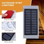 Dasing 4 Pack Solar Stair Lights, IP67 Waterproof Solar Step Lights Outdoor Lighting Decor for Yard Stair, Patio, Front Step, Front Porch and Deck Solar Fence Light Warm White (Warm White)