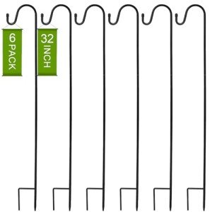 Suzile 12 Pcs Shepherds Hooks for Outdoor 32 Inch Adjustable Bird Feeder Pole Metal Garden Planter Stakes Shepherds Hooks for Bird Feeders, Plant Baskets, Solar Lights, Christmas Decor, Lanterns