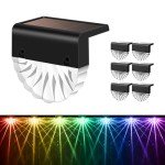 Moman Solar Fence Lights, 6 Pack Solar Lights Outdoor Garden Warm White & RGB Color Changing IP55 Waterproof for Fence Steps Stairs Garden Yard, Solar-Fence-Light-Outdoor-LED (SFL1 Shells)