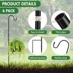 Suzile 12 Pcs Shepherds Hooks for Outdoor 32 Inch Adjustable Bird Feeder Pole Metal Garden Planter Stakes Shepherds Hooks for Bird Feeders, Plant Baskets, Solar Lights, Christmas Decor, Lanterns