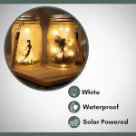 Garden Mile 2 x Solar Powered Hanging Fairy Lantern Fairy Garden Accessories Outdoor Decorations Mason Jar Lighting with 30 LEDs Firefly Lights Garden Solar Lantern Jar 2 Pack Hanging Decoration
