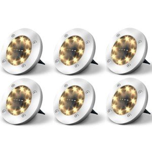 Jsdoin Solar Lights Outdoor Garden,Deck Lights Solar Powered - 8 LED,for Landscape,Walkway,Lawn,Steps Decks,Pathway Yard Stairs Fences,Garden Decorations Warm (6)