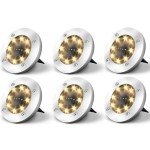 Jsdoin Solar Lights Outdoor Garden,Deck Lights Solar Powered - 8 LED,for Landscape,Walkway,Lawn,Steps Decks,Pathway Yard Stairs Fences,Garden Decorations Warm (6)
