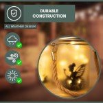 Garden Mile 2 x Solar Powered Hanging Fairy Lantern Fairy Garden Accessories Outdoor Decorations Mason Jar Lighting with 30 LEDs Firefly Lights Garden Solar Lantern Jar 2 Pack Hanging Decoration