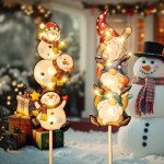 Homeimpro Solar Christmas Outside Decorations Holiday Solar Lights Yard Garden Gnomes Snowman Pathway Stake Lights with 18 LED Waterproof Lawn Outdoor Lights Xmas Gifts for Mom Women(2Pack)