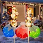 Homeimpro Solar Christmas Outside Decorations Holiday Solar Lights Yard Garden Gnomes Snowman Pathway Stake Lights with 18 LED Waterproof Lawn Outdoor Lights Xmas Gifts for Mom Women(2Pack)