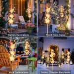 Homeimpro Solar Christmas Outside Decorations Holiday Solar Lights Yard Garden Gnomes Snowman Pathway Stake Lights with 18 LED Waterproof Lawn Outdoor Lights Xmas Gifts for Mom Women(2Pack)