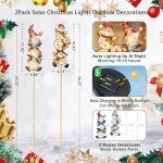 Homeimpro Solar Christmas Outside Decorations Holiday Solar Lights Yard Garden Gnomes Snowman Pathway Stake Lights with 18 LED Waterproof Lawn Outdoor Lights Xmas Gifts for Mom Women(2Pack)