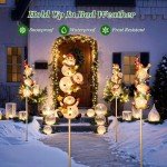 Homeimpro Solar Christmas Outside Decorations Holiday Solar Lights Yard Garden Gnomes Snowman Pathway Stake Lights with 18 LED Waterproof Lawn Outdoor Lights Xmas Gifts for Mom Women(2Pack)