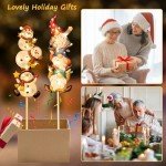 Homeimpro Solar Christmas Outside Decorations Holiday Solar Lights Yard Garden Gnomes Snowman Pathway Stake Lights with 18 LED Waterproof Lawn Outdoor Lights Xmas Gifts for Mom Women(2Pack)