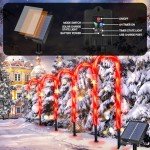 Christmas Solar Candy Cane Pathway Lights Decorations Outdoor Yard 24 Pack Candy Canes Lights for Christmas Lawn Decorations Outdoor, 8 Modes & Timer with Stake Waterproof Lights for Lawn Front Yard