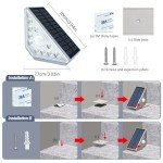 MEDOYOH 4PCS Solar Step Light with Motion Sensor, Warm White Light High Brightness Solar Stair Lights IP44 Waterproof 800mAh for Garden Steps Deck Patio Front Door Fence