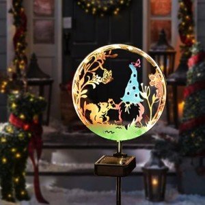 Solar Garden Lights Outdoor Decorative, Squirrel Solar Powered Garden Stake with Colorful LED Landscape Lighting Waterproof Gnome Solar Stake Lights for Outdoor,Garden Gift