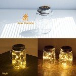Solar Mason Jar Lights 4Packs, Hanging Lantern 30 LEDs String Fairy Lights Waterproof Firefly Decor for Garden Patio Yard Desktop Party