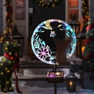 Solar Garden Lights Outdoor Decorative, Cute Cat Solar Stake Lights with Colorful LED Landscape Lighting Waterproof Cat Solar Garden Lights for Outdoor, Garden Gift