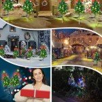 2 Pack Solar Christmas Decor Tree Lights,Solar Xmas Pathway Lights with Bow and Bell, Outdoor Garden Waterproof Solar Stake Lights Xmas Tree Garden Decor for Pathway Lawn Patio (2 Pack)