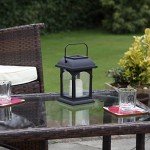 Festive Lights Solar Candle Realistic Flickering Effect LED Lantern Lights Outdoor Hanging Hook Garden Lighting, Patio Table Decking Lawn IP44 Waterproof Amber LED Decoration – Black (15cm)