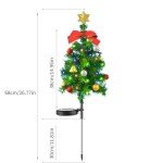 2 Pack Solar Christmas Decor Tree Lights,Solar Xmas Pathway Lights with Bow and Bell, Outdoor Garden Waterproof Solar Stake Lights Xmas Tree Garden Decor for Pathway Lawn Patio (2 Pack)