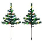 Spetase Solar Christmas Tree Garden Stake Lights, 2024 New Upgraded Solar Christmas Decoration Tree Lights, Outdoor Waterproof Yard Patio Path Lights, 2 Modes, 2pcs