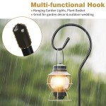 Shepherds Crook Hooks for Garden Lights, 80cm Shephreds Hook Garden Lantern Hooks with Metal Stake, Adjustable Height Festoon Pole Stand for Hanging Solar Lights, Plant Baskets, Black, Set of 2