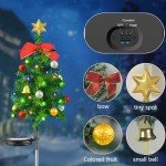 2 Pack Solar Christmas Decor Tree Lights,Solar Xmas Pathway Lights with Bow and Bell, Outdoor Garden Waterproof Solar Stake Lights Xmas Tree Garden Decor for Pathway Lawn Patio (2 Pack)