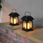 Festive Lights Solar Candle Realistic Flickering Effect LED Lantern Lights Outdoor Hanging Hook Garden Lighting, Patio Table Decking Lawn IP44 Waterproof Amber LED Decoration – Black (15cm)