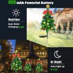 2 Pack Solar Christmas Decor Tree Lights,Solar Xmas Pathway Lights with Bow and Bell, Outdoor Garden Waterproof Solar Stake Lights Xmas Tree Garden Decor for Pathway Lawn Patio (2 Pack)