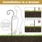 Shepherds Crook Hooks for Garden Lights, 80cm Shephreds Hook Garden Lantern Hooks with Metal Stake, Adjustable Height Festoon Pole Stand for Hanging Solar Lights, Plant Baskets, Black, Set of 2